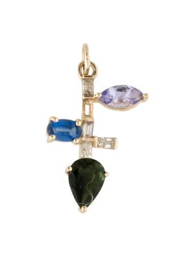 Pre-owned Eva Noga 14k Multi-gemstone & Diamond Pendant