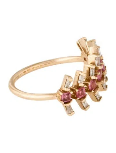 Pre-owned Eva Noga 14k Tourmaline & Diamond Band In Multi