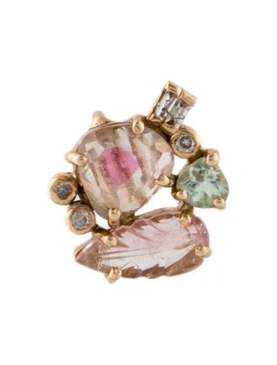 Pre-owned Eva Noga 14k Tourmaline & Diamond Pendant In Multi