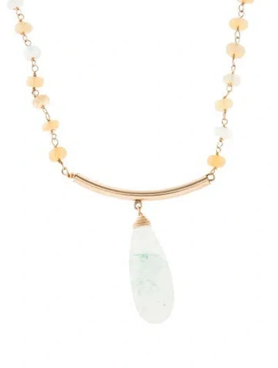 Pre-owned Eva Noga Rutilated Quartz & Opal Beaded Pendant Necklace, 28" In Multi