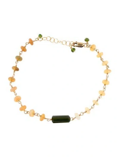 Pre-owned Eva Noga Tourmaline & Opal Beaded Link Bracelet, 7.5" In Multi