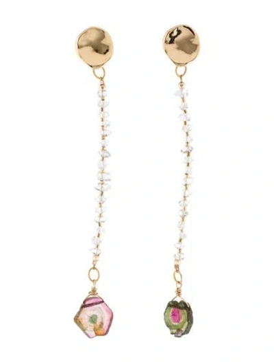 Pre-owned Eva Noga Tourmaline Drop Earrings In Multi