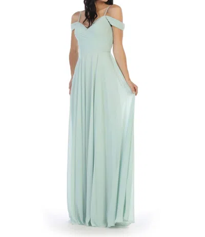Eva Off Shoulder Maxi Dress In Sage In Blue