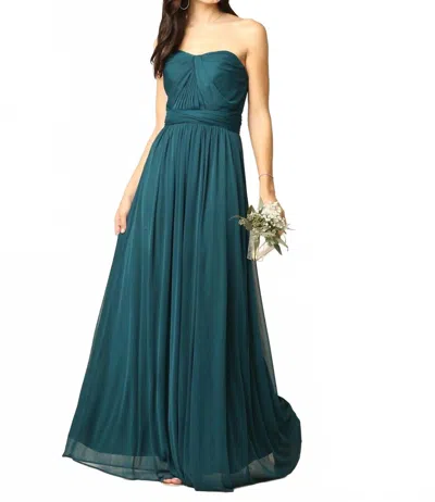 Eva Off The Shoulder Gown In Hunter Green