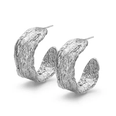 Eva Remenyi Women's Archaic Chunky Hoop Earrings Silver
