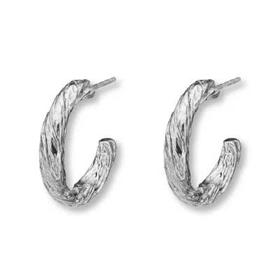 EVA REMENYI WOMEN'S ARCHAIC SMALL HOOP EARRINGS SILVER