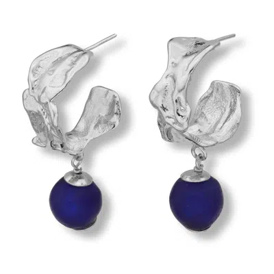 Eva Remenyi Women's Blue / Silver Vacation Deep Blue Hoop Earrings Silver In Multi