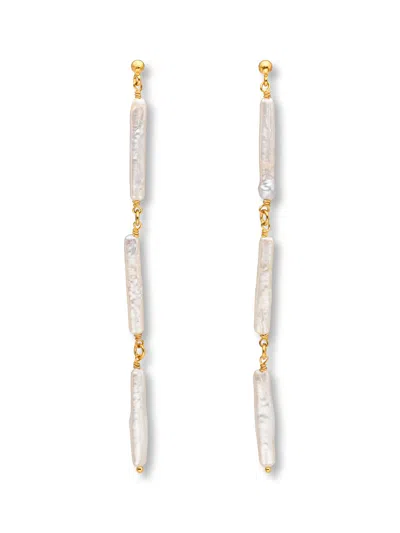 Eva Remenyi Women's Gold Ariel Freshwater Pearl Long Earrings
