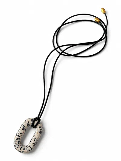Eva Remenyi Women's Stone Loop Necklace - Dalmatian Jasper In Gray