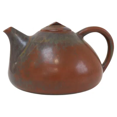 Pre-owned Eva Stæhr Nielsen Danish Teapot In Glazed Ceramic By Eva Stæhr-nielsen For Saxbo, 1950s. In Brown