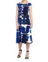 Eva Varro Cap Shoulder Side Grommet Dress In Bonney In Blue