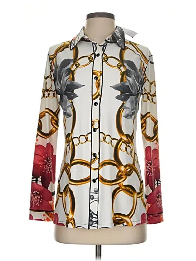 Pre-owned Eva Varro Long Sleeve Blouse In Gold