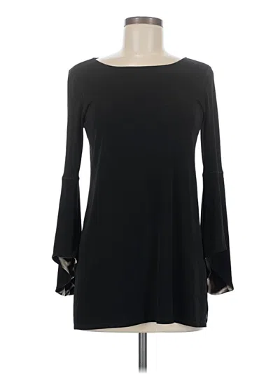 Pre-owned Eva Varro Long Sleeve Top Black Keyhole Neckline Tops