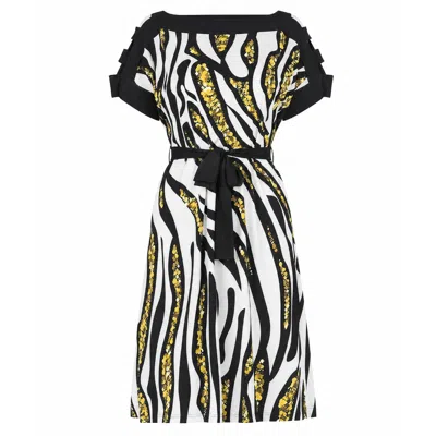 Eva Varro Women's  Latticed Shoulder Below Knee Loose Dress In Black