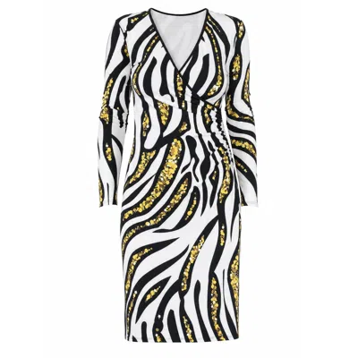 Eva Varro Women's  Long Sleeve Fold Over Dress In White