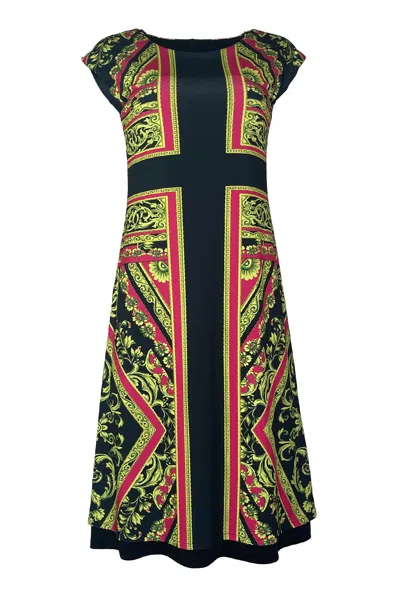 Eva Varro Women's  Reversible Round Neck Cap Sleeve Below Knee Length Shift Dress – Two Looks In One  In Multi