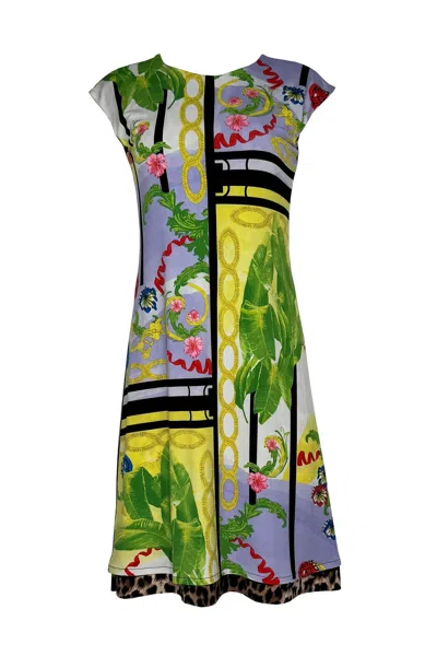 Eva Varro Women's  Reversible Round Neck Cap Sleeve Knee Length Shift Dress – Two Looks In One - Hand In Multi