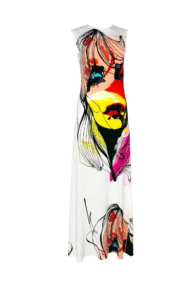 Eva Varro Women's White Sleeveless A Line Extra Long Curved Hemline Dress