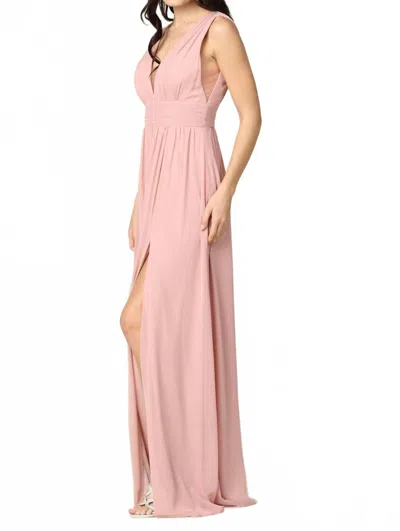 Eva V-neck Gown In Dusty Rose In Pink