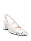 Evaluna 65mm Decollete Slingback Pumps In Silver