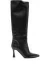Evaluna 90mm Pointed-toe Leather Knee-high Boots In Black