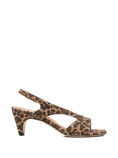 Evaluna Animal-print Heeled Sandals In Brown