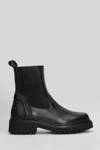 Evaluna Leather Combat Boots In Black