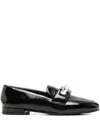 Evaluna Embellished Calf-leather Loafers In Black