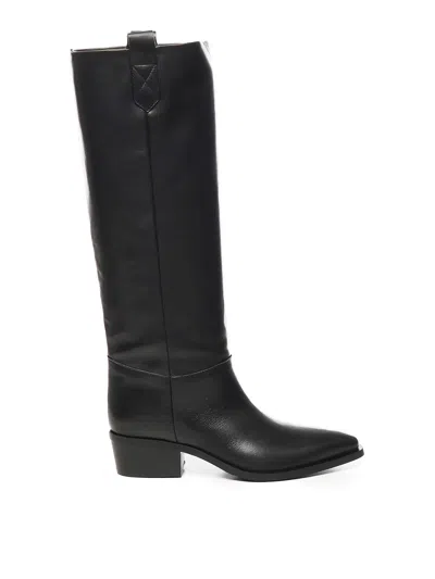 Evaluna High Leather Boots In Black