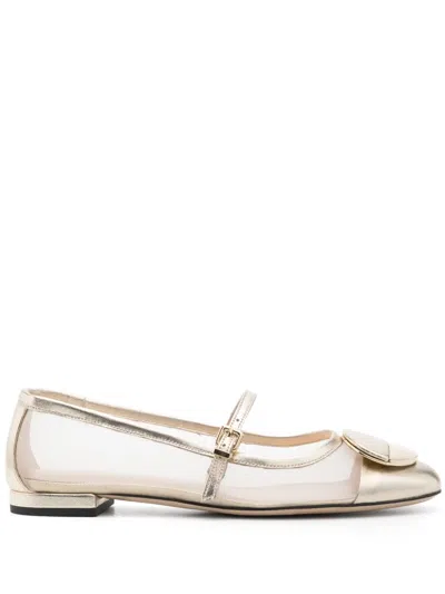 Evaluna Mesh Ballet Flats In Gold