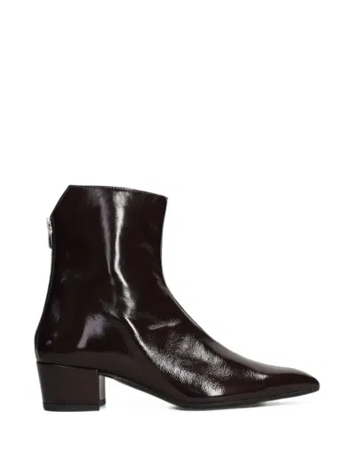 Evaluna Patent-finish Ankle Boots In Burgundy