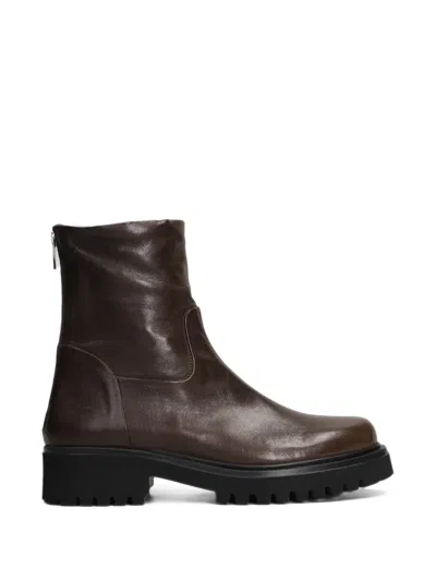 Evaluna Rear-zip Chunky-sole Boots In Brown