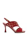 Evaluna 스터드 장식 샌들 In Red