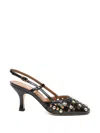 Evaluna Round-toe Studded Pumps In Black
