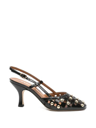 Evaluna Round-toe Studded Pumps In Black