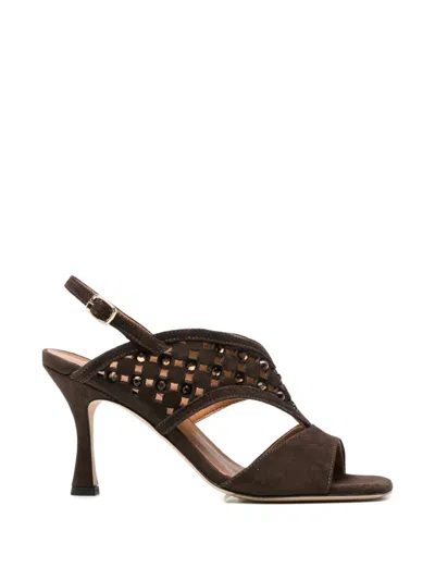 Evaluna Suede Heeled Sandals In Brown