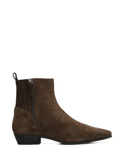 Evaluna Suede Pointed-toe Ankle Boots In Multi