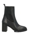 Evaluna Woman Ankle Boots Black Size 6 Leather, Textile Fibers
