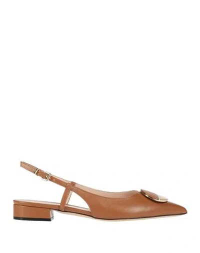 Evaluna Woman Ballet Flats Tan Size 9 Leather In Brown