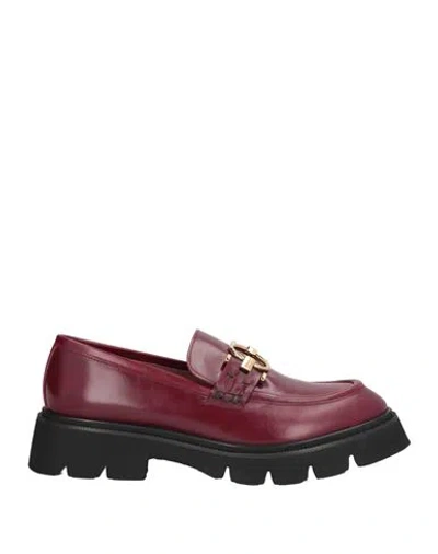Evaluna Woman Loafers Burgundy Size 6 Leather