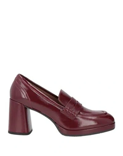 Evaluna Woman Loafers Burgundy Size 7 Leather