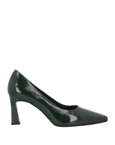 Evaluna Woman Pumps Dark Green Size 8 Leather