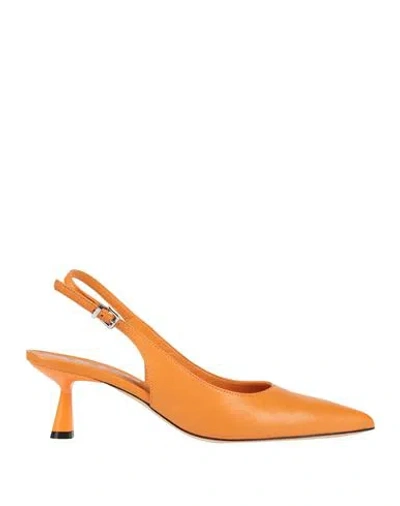 Evaluna Woman Pumps Orange Size 7 Leather