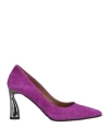 Evaluna Woman Pumps Purple Size 10 Leather In Purple