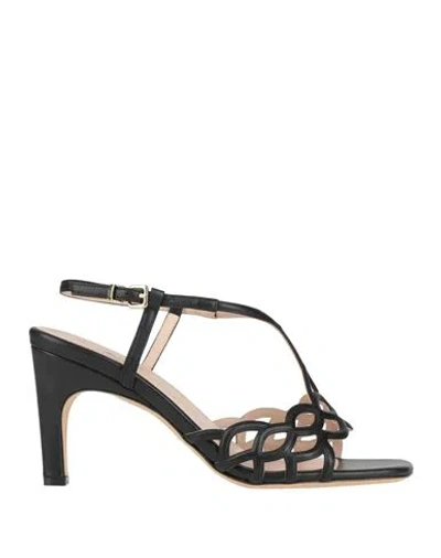 Evaluna Woman Sandals Black Size 7 Leather