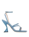 Evaluna Woman Sandals Light Blue Size 8 Leather