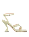 Evaluna Woman Sandals Light Green Size 7 Leather In Green