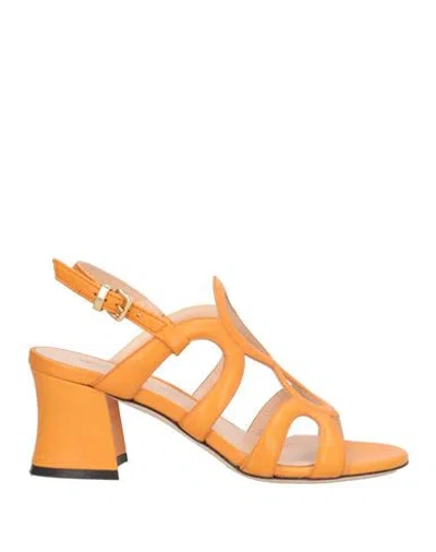 Evaluna Woman Sandals Orange Size 5.5 Leather