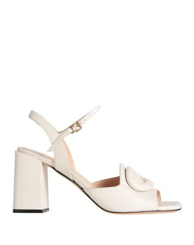 Evaluna Woman Sandals White Size 10 Leather In Multi