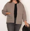 Evam Eva 3/4 Sleeve Short Coat In Mocha In Brown